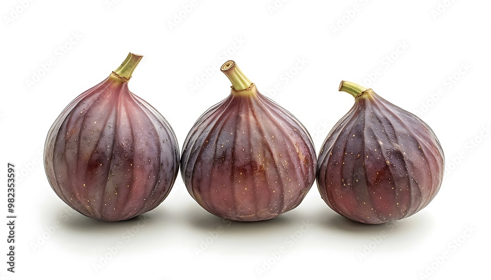 Obraz premium Three ripe figs on a gray background