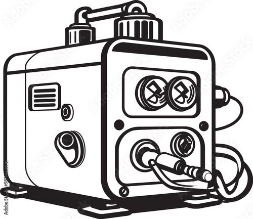 Vector Illustration of a Modern Welding Machine with Detailed Engineering Features