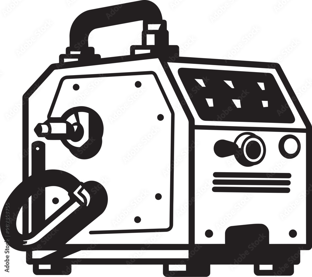 Technical Vector Illustration of a Cutting Edge Welding Machine with Detailed Component Labels Technical Vector Illustration of a Cutting Edge Welding Machine with Detailed Component Labels