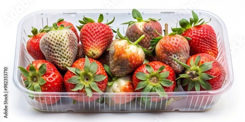 Rotten Strawberries in a Plastic Container