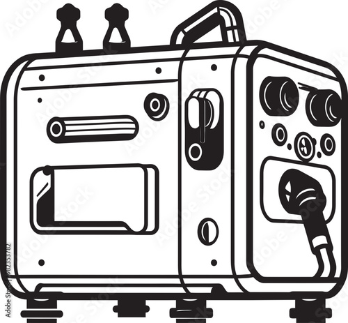 Technical Vector Illustration of a High Tech Welding Machine with Complete Engineering Details