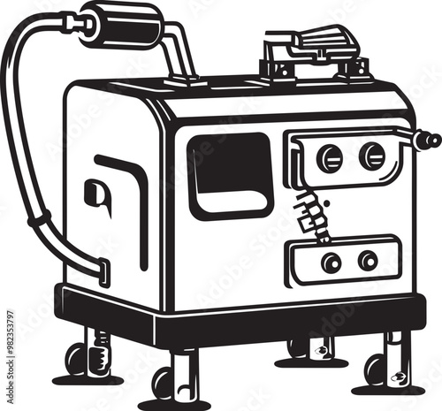 High Detail Vector Illustration of a State of  Art Welding Machine with Engineering Precision