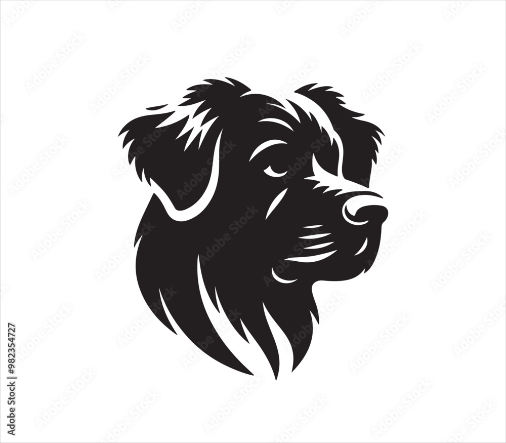Fototapeta premium Dog head silhouette vector on white background