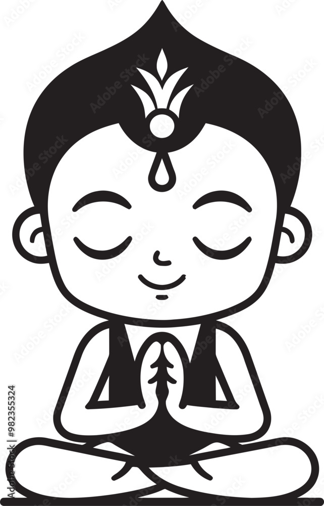 Vector Illustration of Namaste Gesture Character Vector Illustration of Namaste Gesture Character