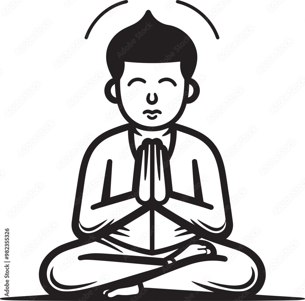 Serene Namaste by Character Vector Illustration Serene Namaste by Character Vector Illustration