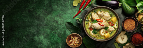 green chicken curry. AI generative.