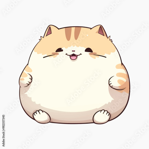 Cute chubby cartoon cat