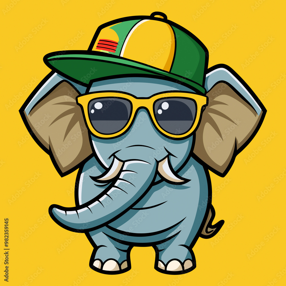 Hipster Elephant with Cap and Glasses – Stylish Vector Design for Banners, Billboards, and T-Shirt Printing Hipster Elephant with Cap and Glasses – Stylish Vector Design for Banners, Billboards, and T-Shirt Printing