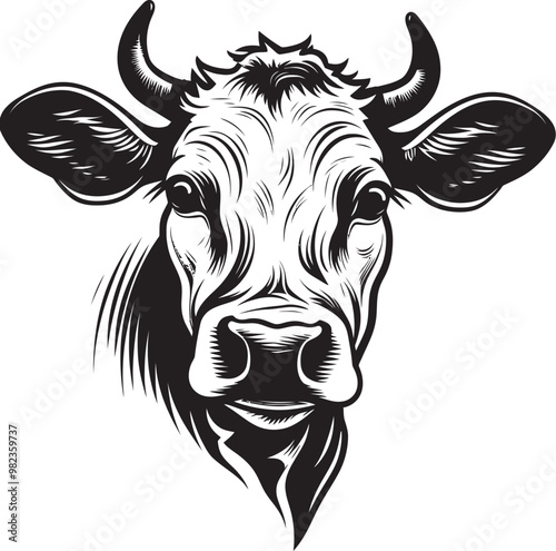 Vintage Style Cow in Sepia Tone