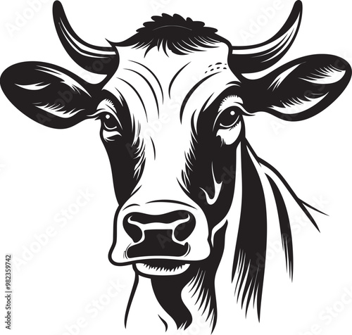 Elegant Cow Silhouette with Sunburst