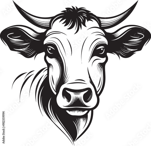 Elegant Line Art Cow Drawing