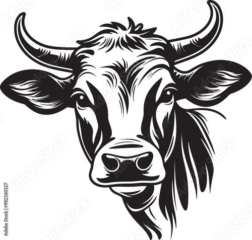 Elegant Cow Portrait in Art Nouveau Style