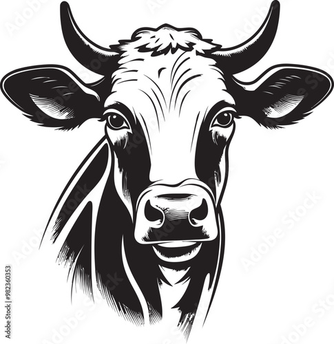 Abstract Cow Design with Tribal Patterns