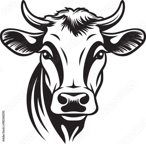 Cow in Native American Art Style