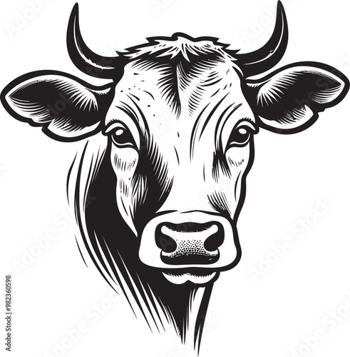 Cow with Nordic Winter Scene