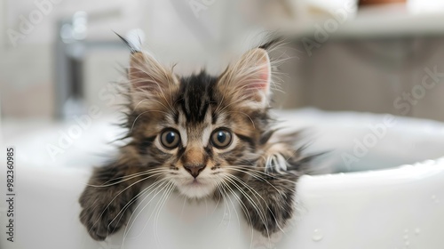 In a toilet washing is a feline process for handling pets