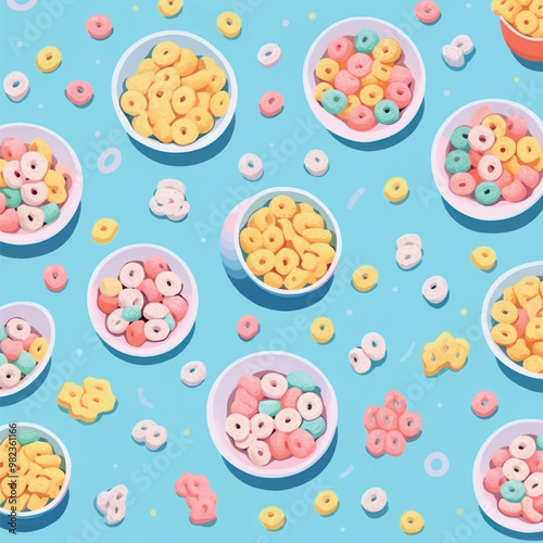 Colorful cereal bowls pattern