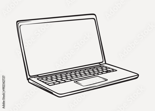 Minimalist laptop line art illustration