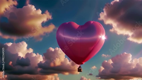 heart shaped balloon hot air balloon in sky ai generated 