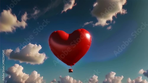 heart shaped balloon hot air balloon in sky ai generated 