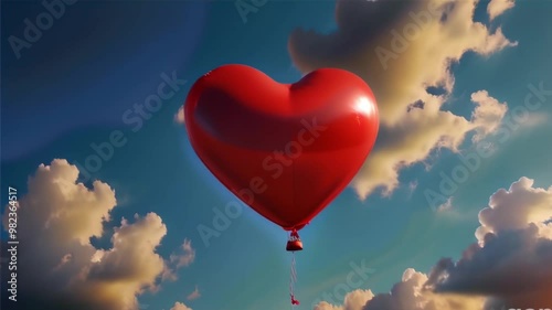 heart shaped balloon hot air balloon in sky ai generated 