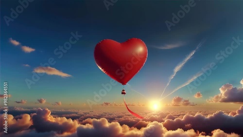 heart shaped balloon hot air balloon in sky ai generated 