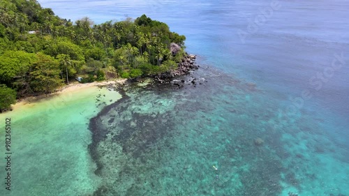 Tropical Island Beach Embraced by Emerald Green Waters