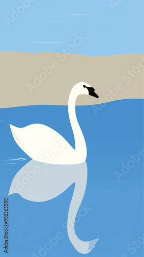 Elegant swan on serene water