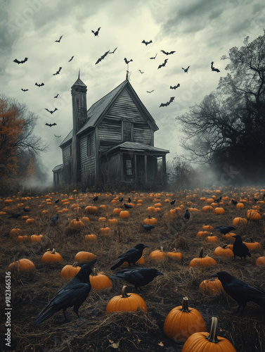 Spooky Hounted House In the Fog 