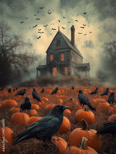 Spooky Hounted House In the Fog 