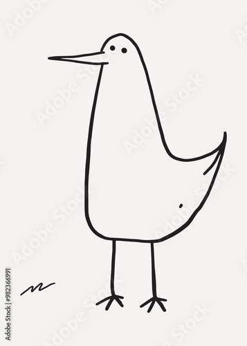 Minimalist bird line art illustration