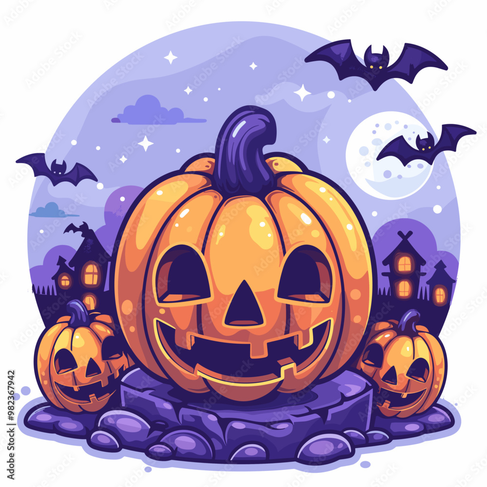 A autumn postcard design for Scary Halloween with Cute characters. Horror story Trick-or-treating. Colorful Vector illustration for flyer and social media post. A autumn postcard design for Scary Halloween with Cute characters. Horror story Trick-or-treating. Colorful Vector illustration for flyer and social media post.