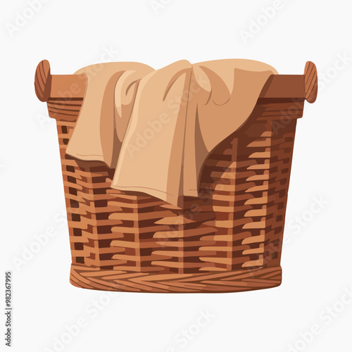 Wicker basket with beige cloth