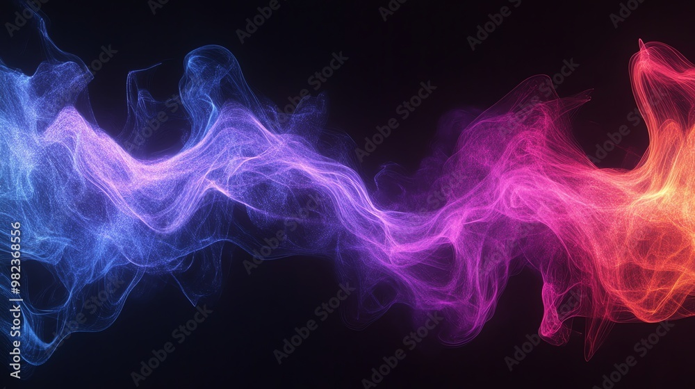 Abstract flowing waves of light in blue, pink, and orange. Abstract flowing waves of light in blue, pink, and orange.