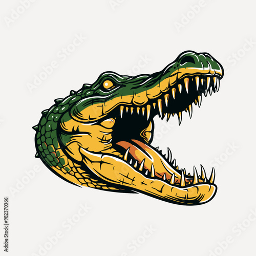 Fierce crocodile head illustration