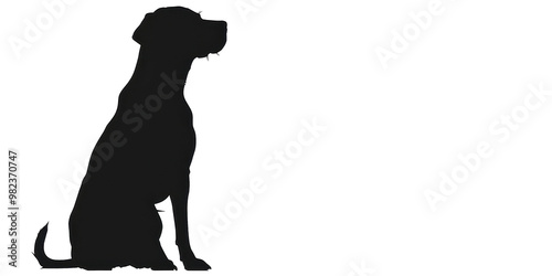A black dog is sitting on a white background