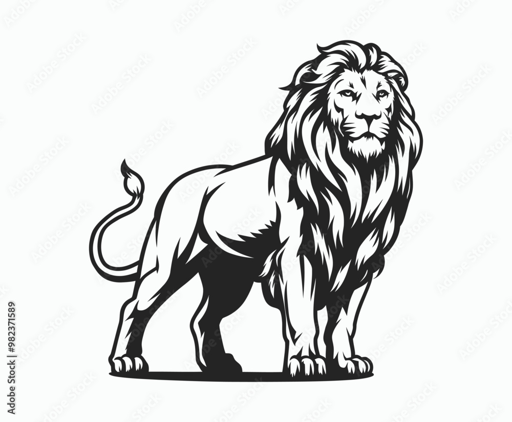 Wild majestic lion silhouette EPS vector animal illustration template on a white background Wild majestic lion silhouette EPS vector animal illustration template on a white background