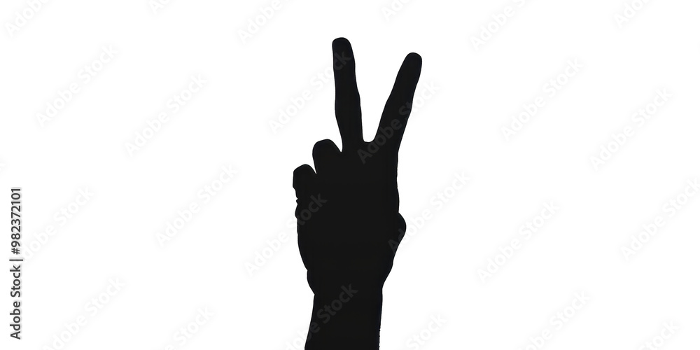 A hand is shown with the fingers spread out, forming a peace sign A hand is shown with the fingers spread out, forming a peace sign