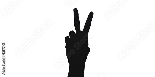 A hand is shown with the fingers spread out, forming a peace sign