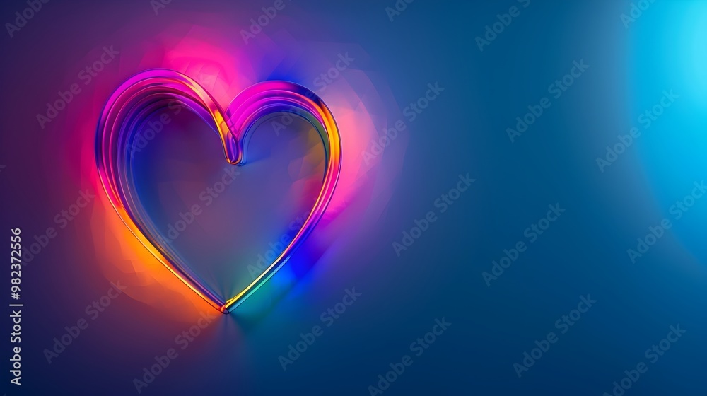 Vibrant Rainbow Heart Outline on Blank Background for Copy Space Vibrant Rainbow Heart Outline on Blank Background for Copy Space