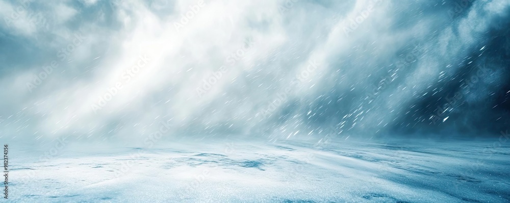 Fototapeta premium A serene winter landscape showcasing snow and gentle wind, creating a tranquil and cold atmosphere, perfect for winter themes.