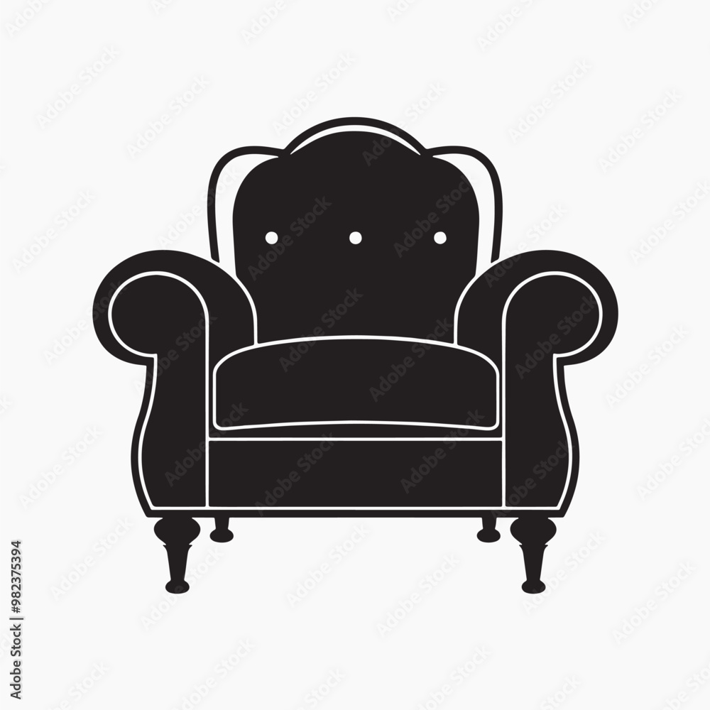 Elegant black armchair silhouette design Elegant black armchair silhouette design