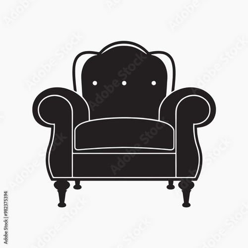 Elegant black armchair silhouette design