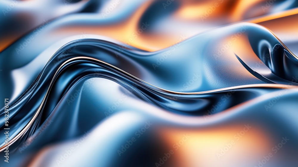 Abstract flowing fabric with blue and orange tones creating a dynamic visual effect. Abstract flowing fabric with blue and orange tones creating a dynamic visual effect.