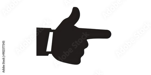 A hand pointing to the right