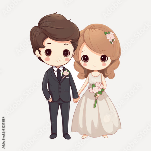 Cute cartoon wedding couple