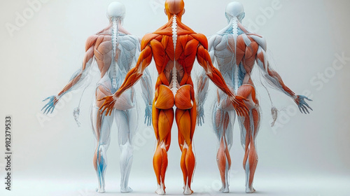 3d rendering of a female muscular system highlighted in figure