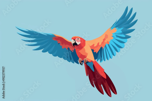 Colorful parrot flying gracefully