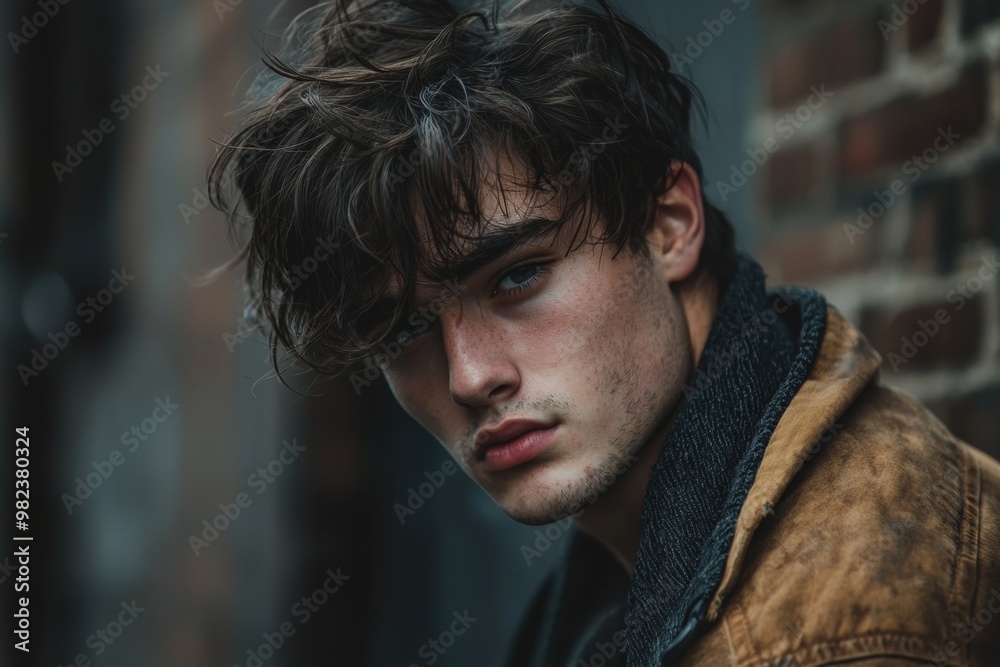 Moody Grunge Inspired Portrait of a Pensive Young Man Moody Grunge Inspired Portrait of a Pensive Young Man