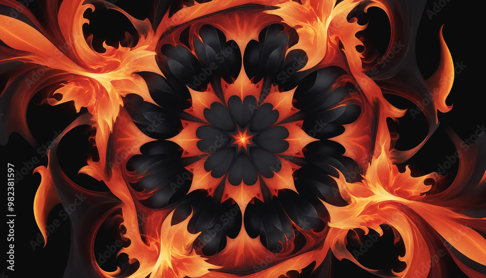 Flaming black flower design Flaming black flower design